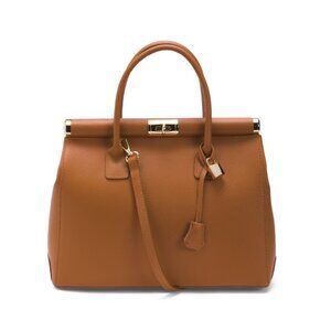GAVE LUX Cuoio Made In Italy Leather Ladylike Top Frame Satchel
